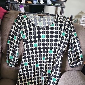 Stylish Black and Green Polka Dot Dress